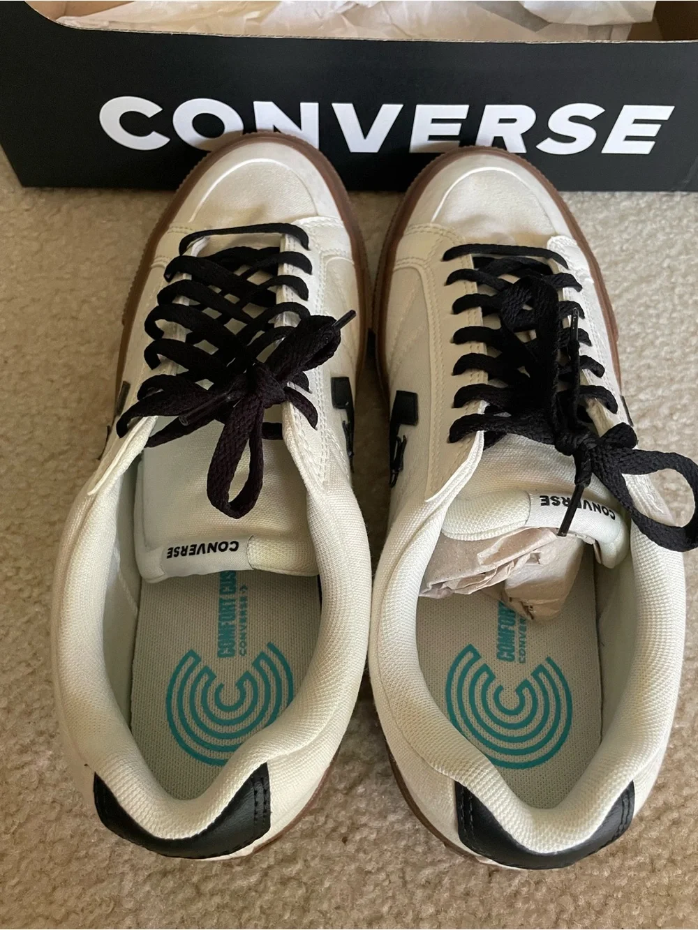 Converse Sport Casual Ox Sneakers Vintage White/Black Men’s 10.5 (Wm 12) NWB